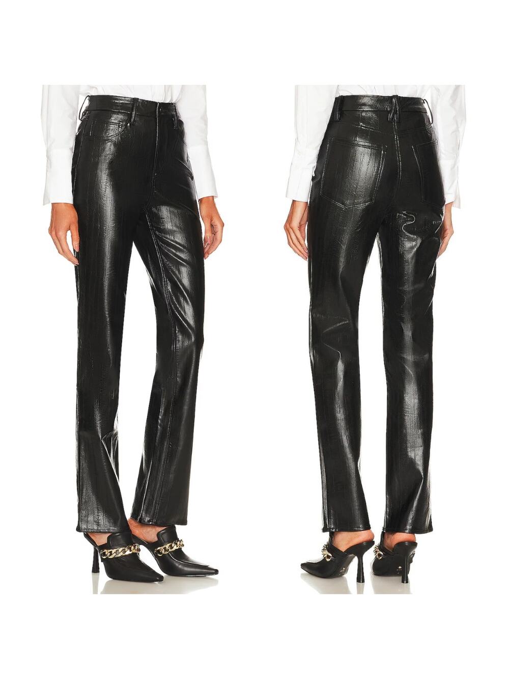 Good American | NWT Better Than Leather Icon Black Faux Leather Straight Pants